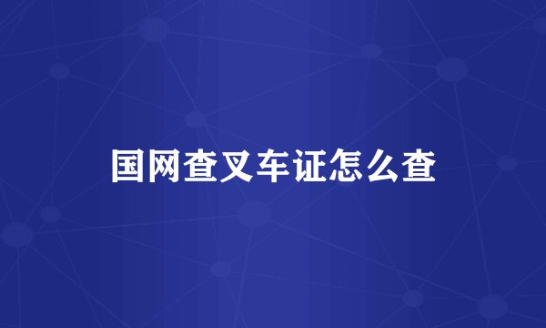 国网查叉车证怎么查