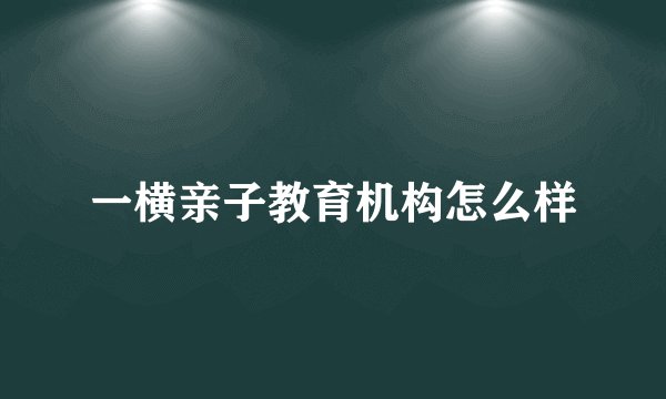 一横亲子教育机构怎么样