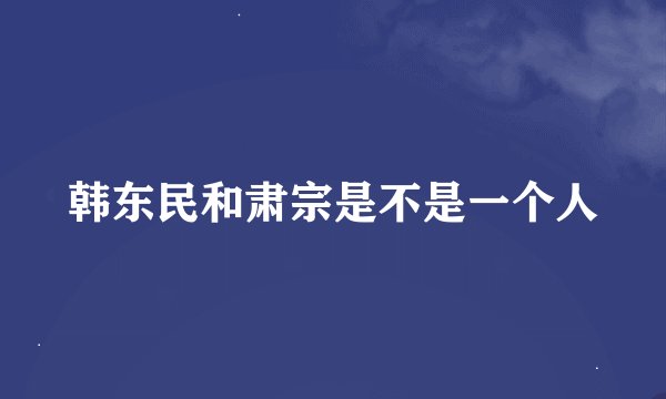 韩东民和肃宗是不是一个人