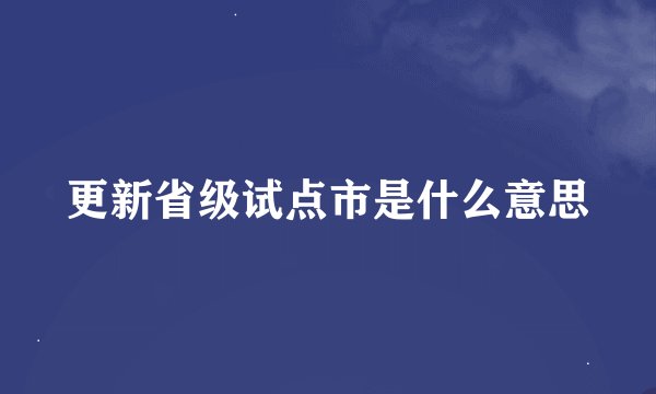 更新省级试点市是什么意思