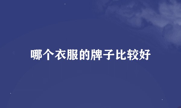 哪个衣服的牌子比较好
