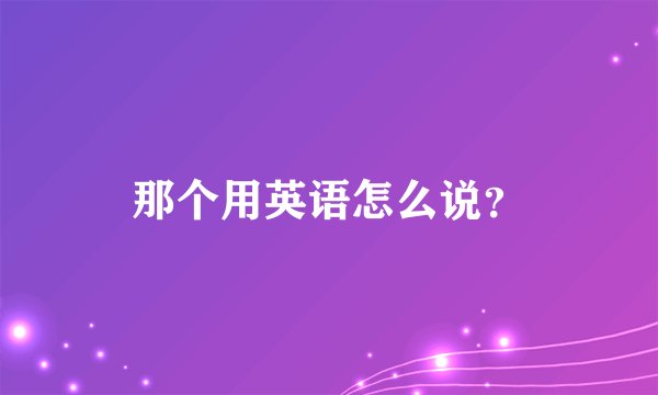 那个用英语怎么说？