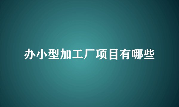办小型加工厂项目有哪些