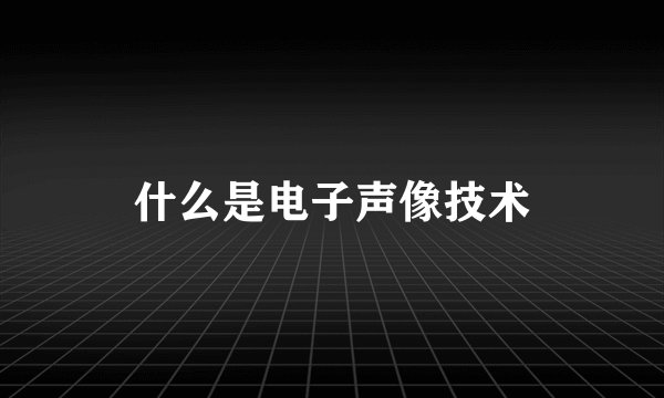 什么是电子声像技术