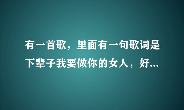 有一首歌，里面有一句歌词是下辈子我要做你的女人，好像是高潮的部分，不是快歌，挺轻柔的，知道的告诉我
