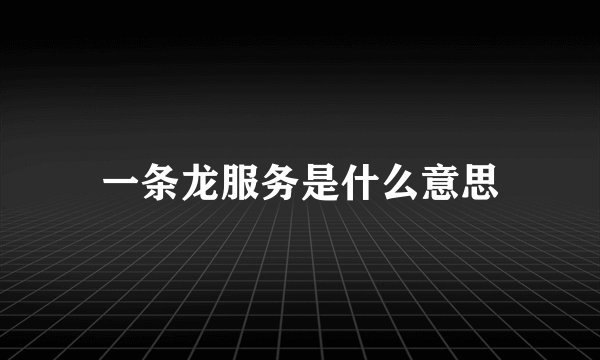 一条龙服务是什么意思