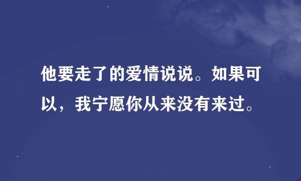 他要走了的爱情说说。如果可以，我宁愿你从来没有来过。