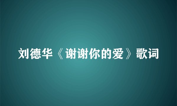 刘德华《谢谢你的爱》歌词