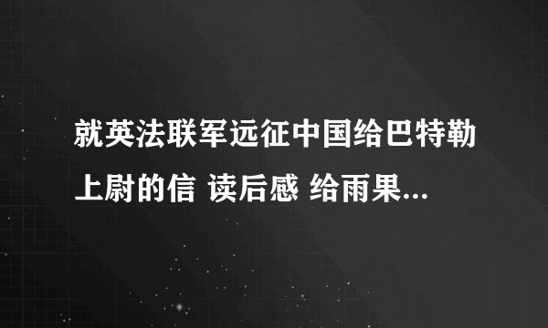 就英法联军远征中国给巴特勒上尉的信 读后感 给雨果的信600-700字