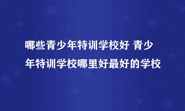 哪些青少年特训学校好 青少年特训学校哪里好最好的学校