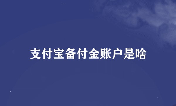 支付宝备付金账户是啥