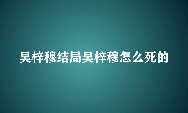 吴梓穆结局吴梓穆怎么死的
