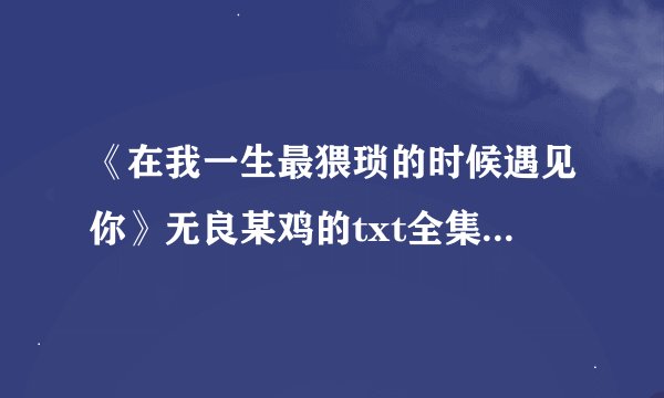 《在我一生最猥琐的时候遇见你》无良某鸡的txt全集下载地址