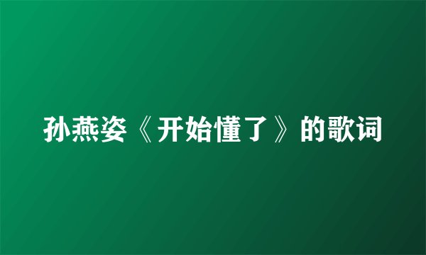 孙燕姿《开始懂了》的歌词
