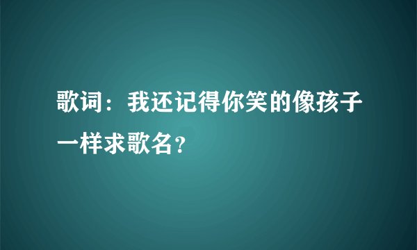 歌词：我还记得你笑的像孩子一样求歌名？