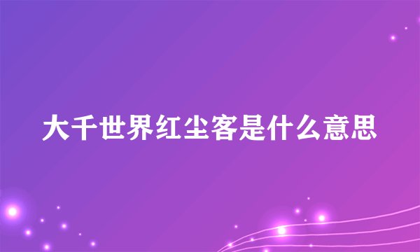 大千世界红尘客是什么意思