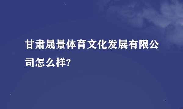 甘肃晟景体育文化发展有限公司怎么样?