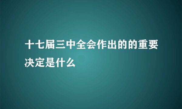 十七届三中全会作出的的重要决定是什么