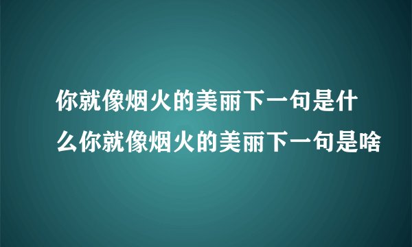 你就像烟火的美丽下一句是什么你就像烟火的美丽下一句是啥