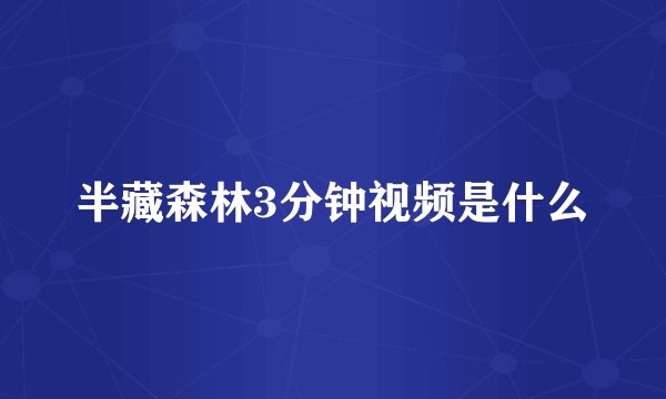 半藏森林3分钟视频是什么