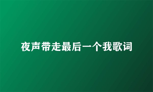 夜声带走最后一个我歌词
