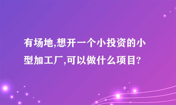 有场地,想开一个小投资的小型加工厂,可以做什么项目?