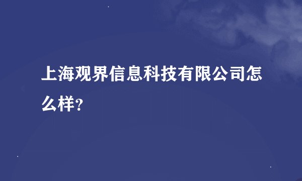 上海观界信息科技有限公司怎么样？