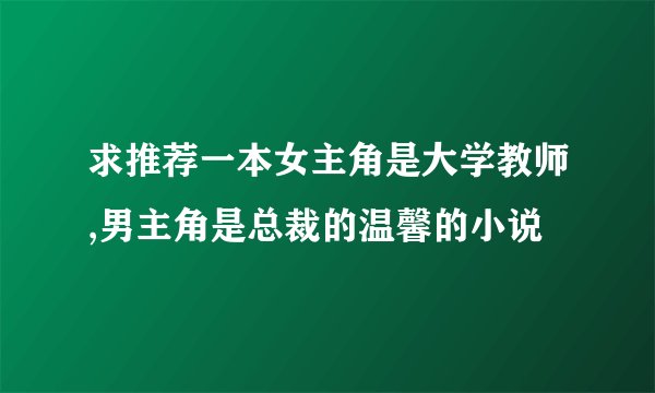 求推荐一本女主角是大学教师,男主角是总裁的温馨的小说