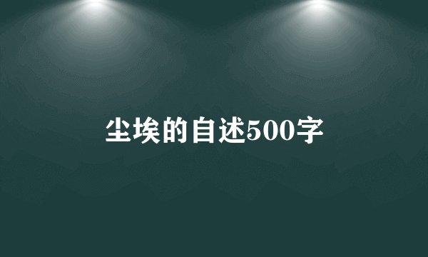 尘埃的自述500字