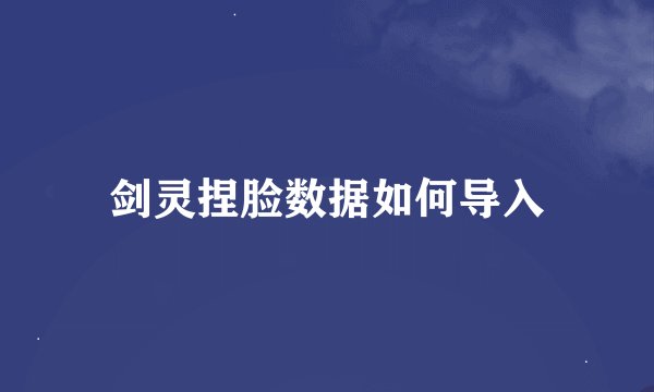 剑灵捏脸数据如何导入