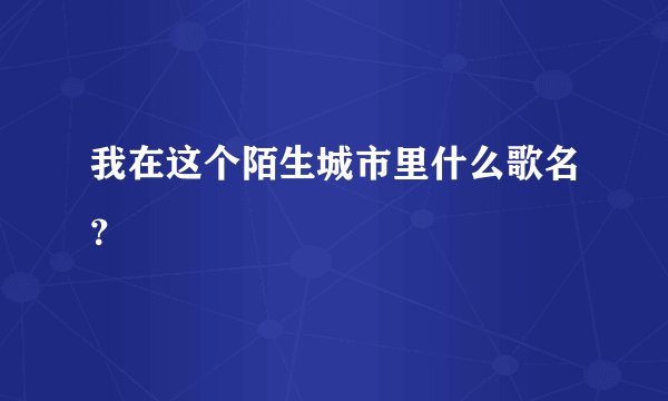 我在这个陌生城市里什么歌名？