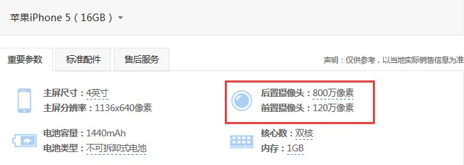 iphone5前摄像头多少万像素