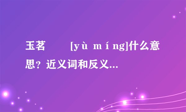 玉茗   [yù míng]什么意思？近义词和反义词是什么？英文翻译是什么？