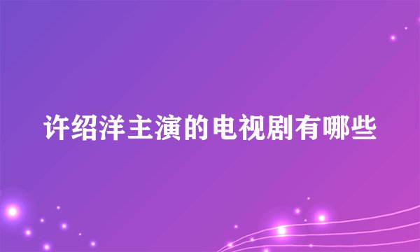 许绍洋主演的电视剧有哪些
