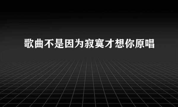 歌曲不是因为寂寞才想你原唱