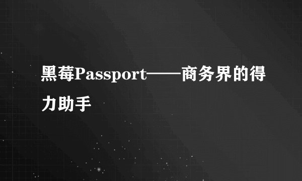 黑莓Passport——商务界的得力助手