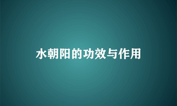 水朝阳的功效与作用