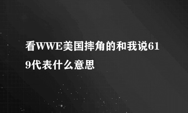 看WWE美国摔角的和我说619代表什么意思