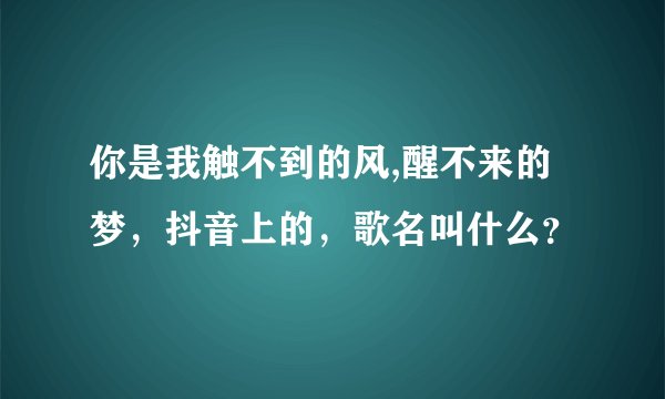 你是我触不到的风,醒不来的梦，抖音上的，歌名叫什么？