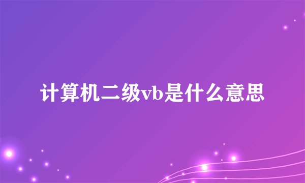 计算机二级vb是什么意思