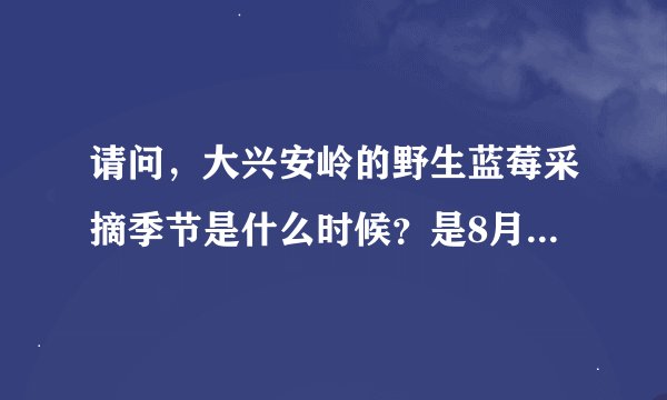 请问，大兴安岭的野生蓝莓采摘季节是什么时候？是8月中旬到10月中旬么？还是只是8月份？