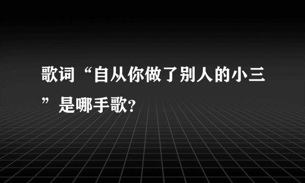 歌词“自从你做了别人的小三”是哪手歌？