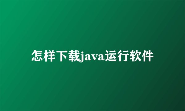 怎样下载java运行软件