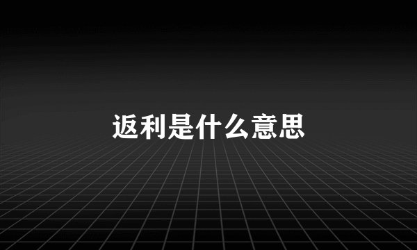 返利是什么意思