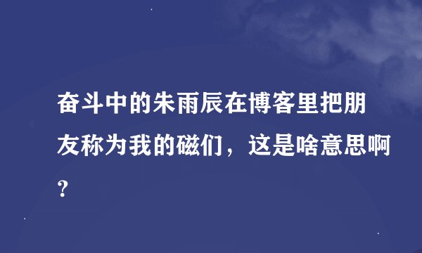 奋斗中的朱雨辰在博客里把朋友称为我的磁们，这是啥意思啊？