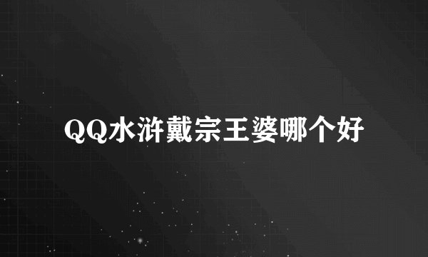 QQ水浒戴宗王婆哪个好