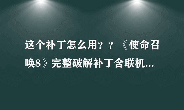 这个补丁怎么用？？《使命召唤8》完整破解补丁含联机修正补丁 怎么 联机