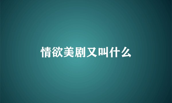 情欲美剧又叫什么