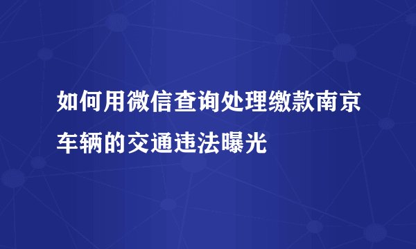 如何用微信查询处理缴款南京车辆的交通违法曝光