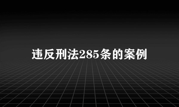 违反刑法285条的案例
